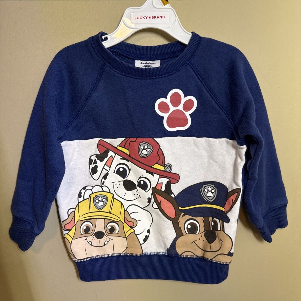 Nickelodeon Paw Patrol Navy Blue Chase Marshall Rubble Sweatshirt Boys 3T
